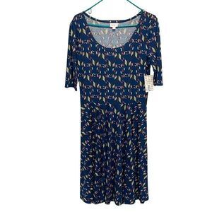 Lula Roe Womens Nicole Geometric Scoop‎ Neck Fit & Flare Dress Multicolor XL NWT